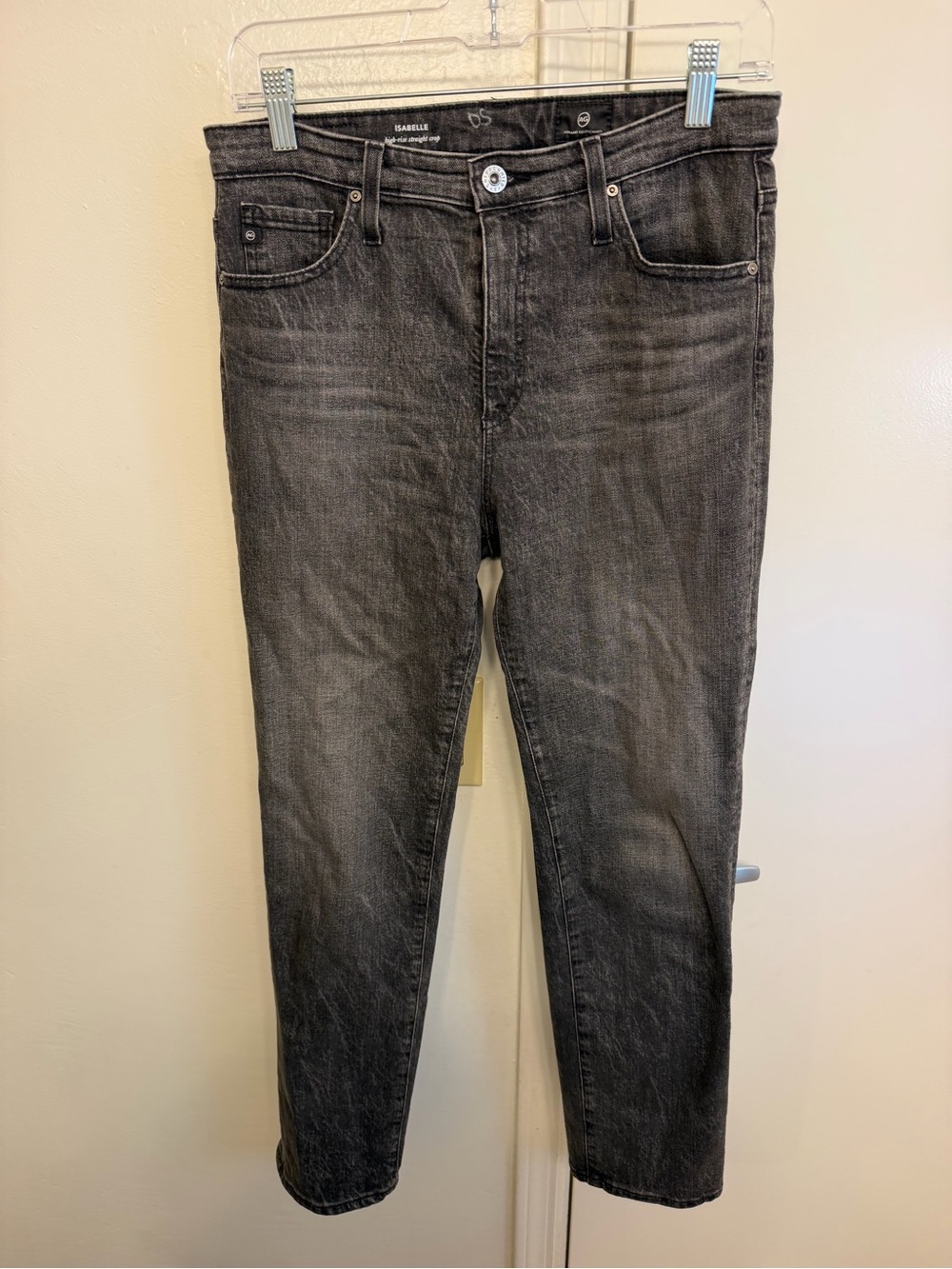 AG Adriano Goldschmied The Isabelle High Rise Straight Crop Jeans in Black 28R